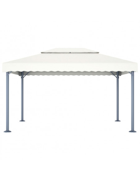Gazebo con Stringa di Luci LED 400x300 cm Crema in Alluminio