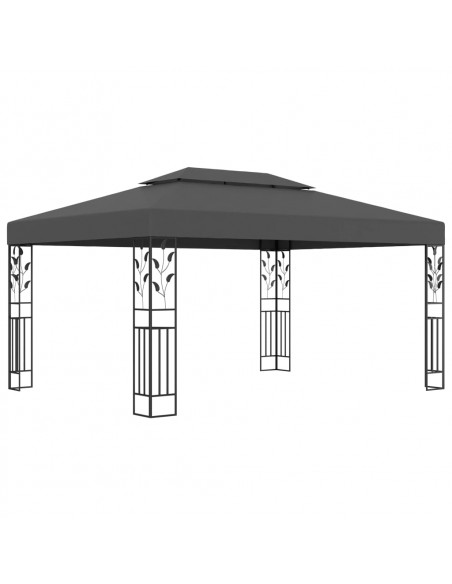 Gazebo con Tetto Doppio e Luci LED 3x4 m Antracite