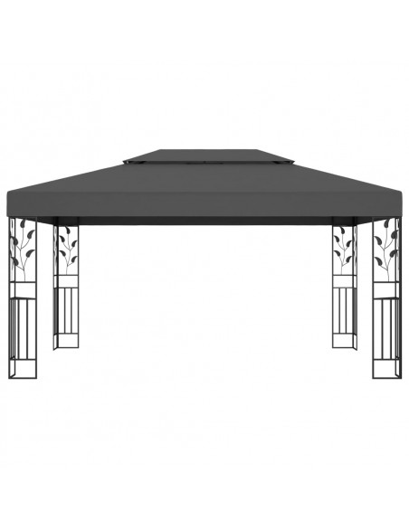 Gazebo con Tetto Doppio e Luci LED 3x4 m Antracite