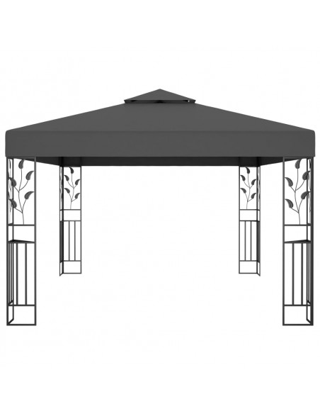Gazebo con Tetto Doppio e Luci LED 3x4 m Antracite