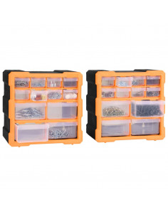 Mobili Contenitori con 12 Cassetti 2 pz 26,5x16x26 cm