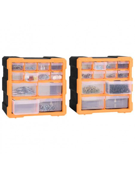 Mobili Contenitori con 12 Cassetti 2 pz 26,5x16x26 cm