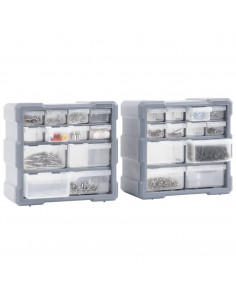 Mobili Contenitori con 12 Cassetti 2 pz 26,5x16x26 cm