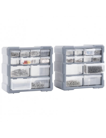 Mobili Contenitori con 12 Cassetti 2 pz 26,5x16x26 cm