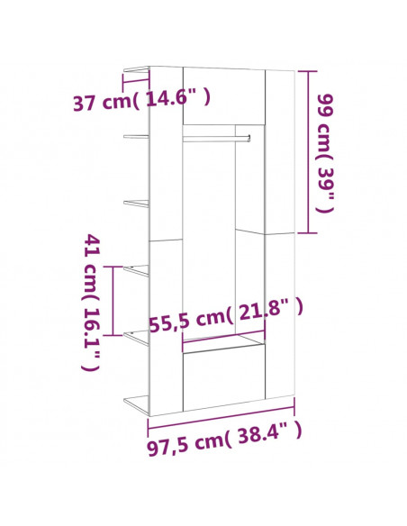 Mobili da Corridoio 2 pz Rovere Fumo in Legno Multistrato