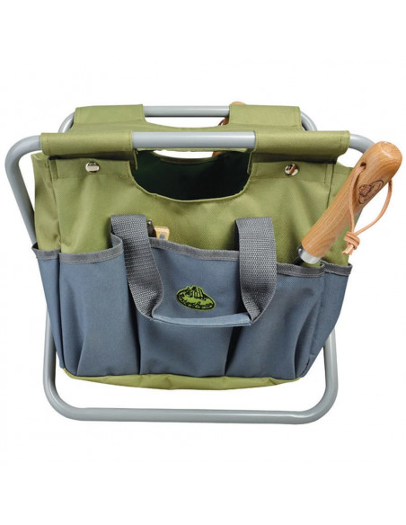 Esschert Design Sgabello e Borsa Portautensili Grigio GT85