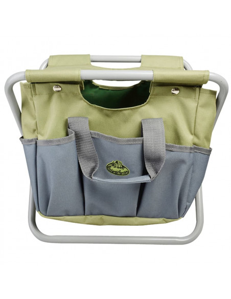 Esschert Design Sgabello e Borsa Portautensili Grigio GT85