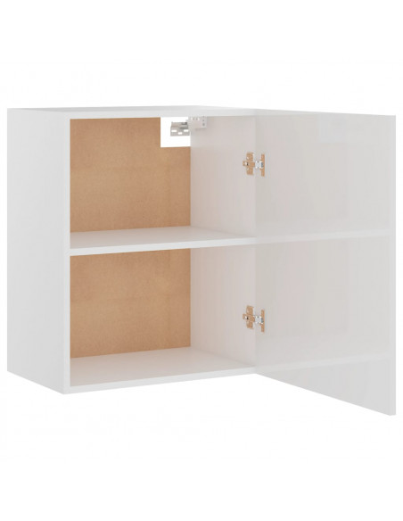 Mobili Pensili 2pz Bianco Lucido 50x31x60 cm Legno Multistrato