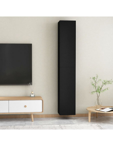 Mobili Porta TV 2pz Neri 30,5x30x90 cm in Legno Multistrato