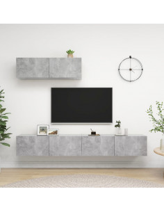 Mobili Porta TV 3 pz Grigio Cemento in Legno Multistrato