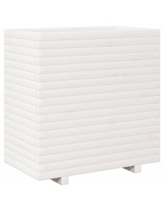 Fioriera da Giardino Bianca 70x40x72,5cm Legno Massello di Pino 2