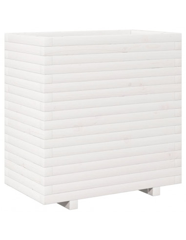 Fioriera da Giardino Bianca 70x40x72,5cm Legno Massello di Pino