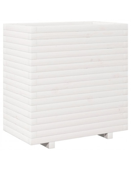 Fioriera da Giardino Bianca 70x40x72,5cm Legno Massello di Pino