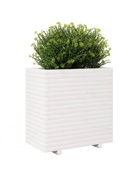 Fioriera da Giardino Bianca 70x40x72,5cm Legno Massello di Pino