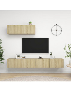 Mobili Porta TV 3 pz Rovere Sonoma in Legno Multistrato