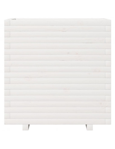 Fioriera da Giardino Bianca 70x40x72,5cm Legno Massello di Pino