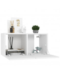 Mobili Porta TV 4 pz Bianchi 60x30x30 cm in Legno Multistrato