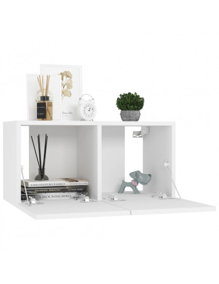 Mobili Porta TV 4 pz Bianchi 60x30x30 cm in Legno Multistrato