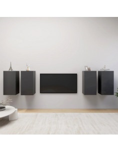 Mobili Porta TV 4 pz Grigi 30,5x30x60 cm in Legno Multistrato
