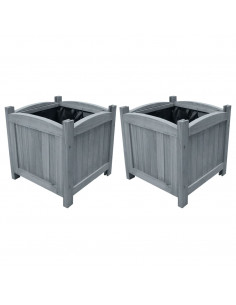 Letti Rialzati da Giardino 2 pz 30x30x30 cm in Legno di Abete 2