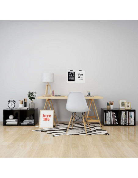 Mobili Porta TV 4 pz Neri 37x35x37 cm in Legno Multistrato