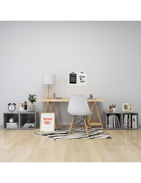 Mobili Porta TV 4pz Grigio Cemento 37x35x37cm Legno Multistrato