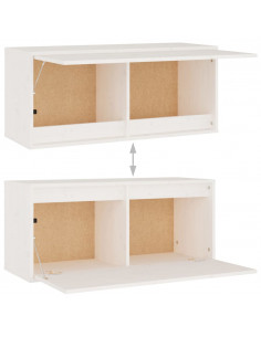 Mobili Porta TV 5 pz Bianchi in Legno Massello di Pino