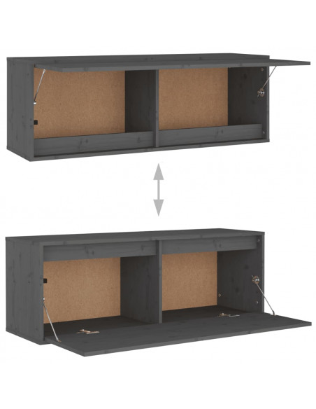 Mobili Porta TV 5 pz Grigi in Legno Massello di Pino