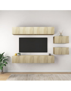 Mobili Porta TV 8 pz Rovere Sonoma in Legno Multistrato
