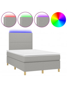 Letto a Molle Materasso e LED Grigio Chiaro 120x190 cm Tessuto 2