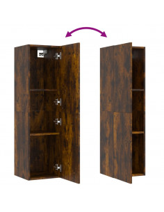 Mobili Porta TV a Parete 2 pz Rovere Fumo 30,5x30x110 cm