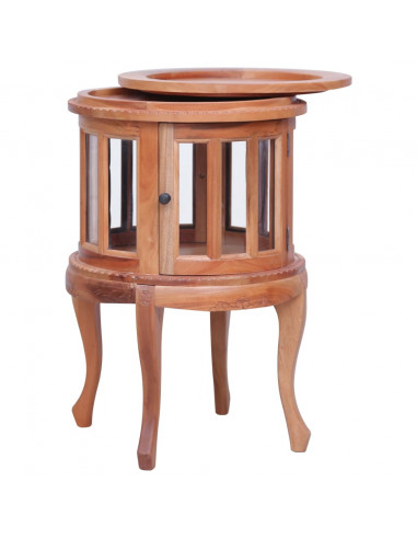 Mobile con Vetrina Naturale 50x50x76 cm in Mogano Massello