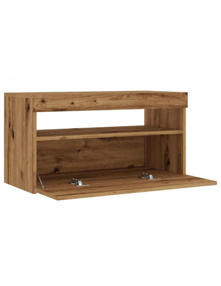 Mobili Porta TV con LED 2 pz Artigianale in Legno Multistrato