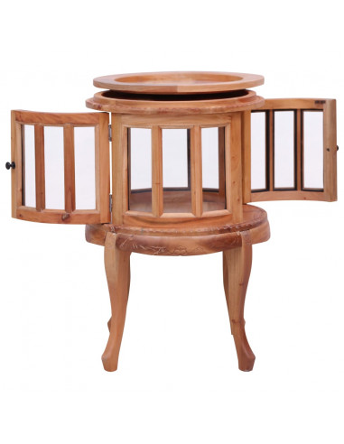 Mobile con Vetrina Naturale 50x50x76 cm in Mogano Massello