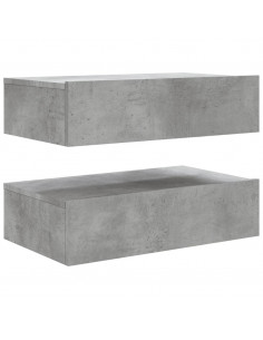 Mobili Porta TV con Luci LED 2 pz Grigio Cemento 60x35x15,5 cm