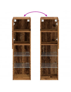 Mobili Porta TV con Luci LED 2 pz Legno Antico 30,5x30x102 cm