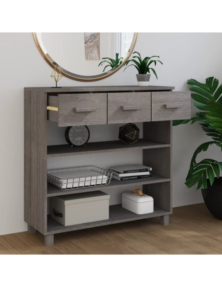 Consolle HAMAR Grigio Chiaro 90x35x90 cm Legno Massello di Pino
