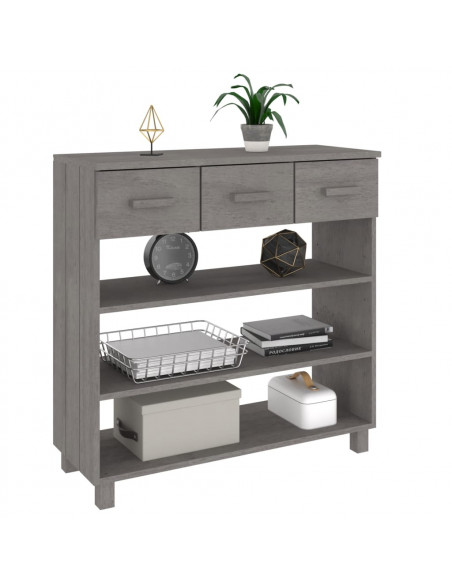 Consolle HAMAR Grigio Chiaro 90x35x90 cm Legno Massello di Pino