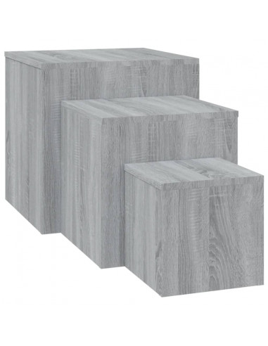 Credenze 3 pz Grigio Sonoma in Legno Multistrato