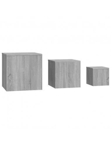 Credenze 3 pz Grigio Sonoma in Legno Multistrato