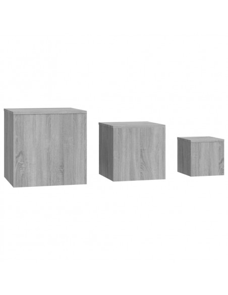 Credenze 3 pz Grigio Sonoma in Legno Multistrato