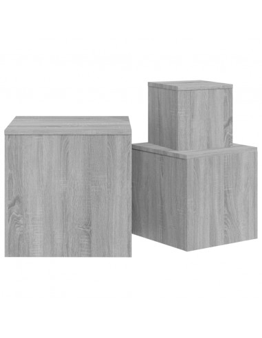 Credenze 3 pz Grigio Sonoma in Legno Multistrato