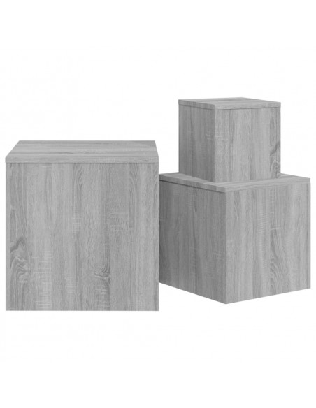 Credenze 3 pz Grigio Sonoma in Legno Multistrato