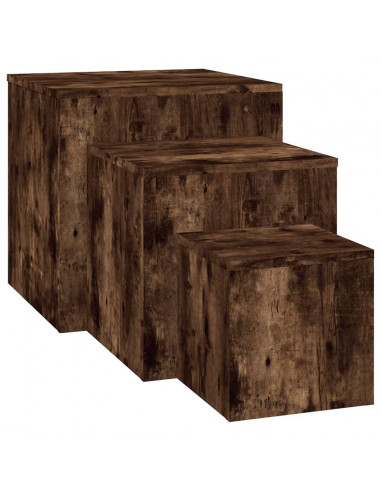 Credenze 3 pz Rovere Fumo in Legno Multistrato