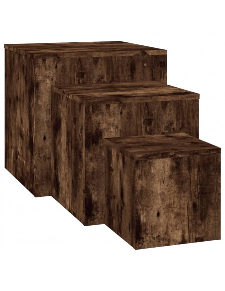Credenze 3 pz Rovere Fumo in Legno Multistrato