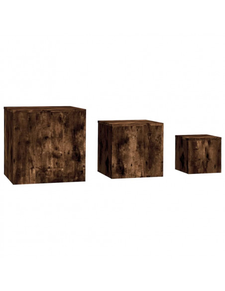 Credenze 3 pz Rovere Fumo in Legno Multistrato