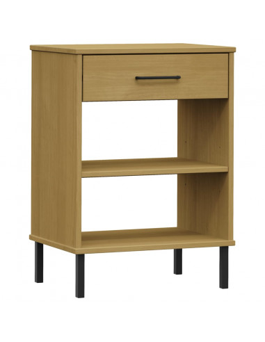 Mobile Consolle Gambe Metallo Marrone Legno Massello Pino OSLO