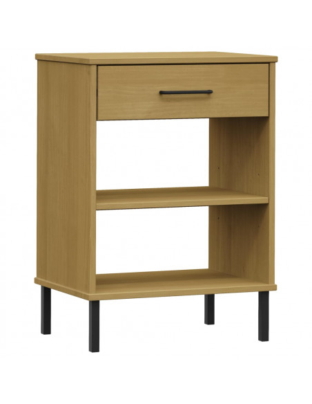 Mobile Consolle Gambe Metallo Marrone Legno Massello Pino OSLO