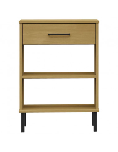 Mobile Consolle Gambe Metallo Marrone Legno Massello Pino OSLO