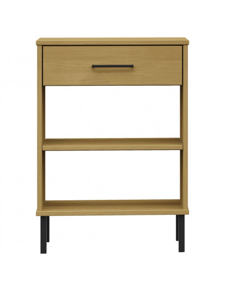 Mobile Consolle Gambe Metallo Marrone Legno Massello Pino OSLO